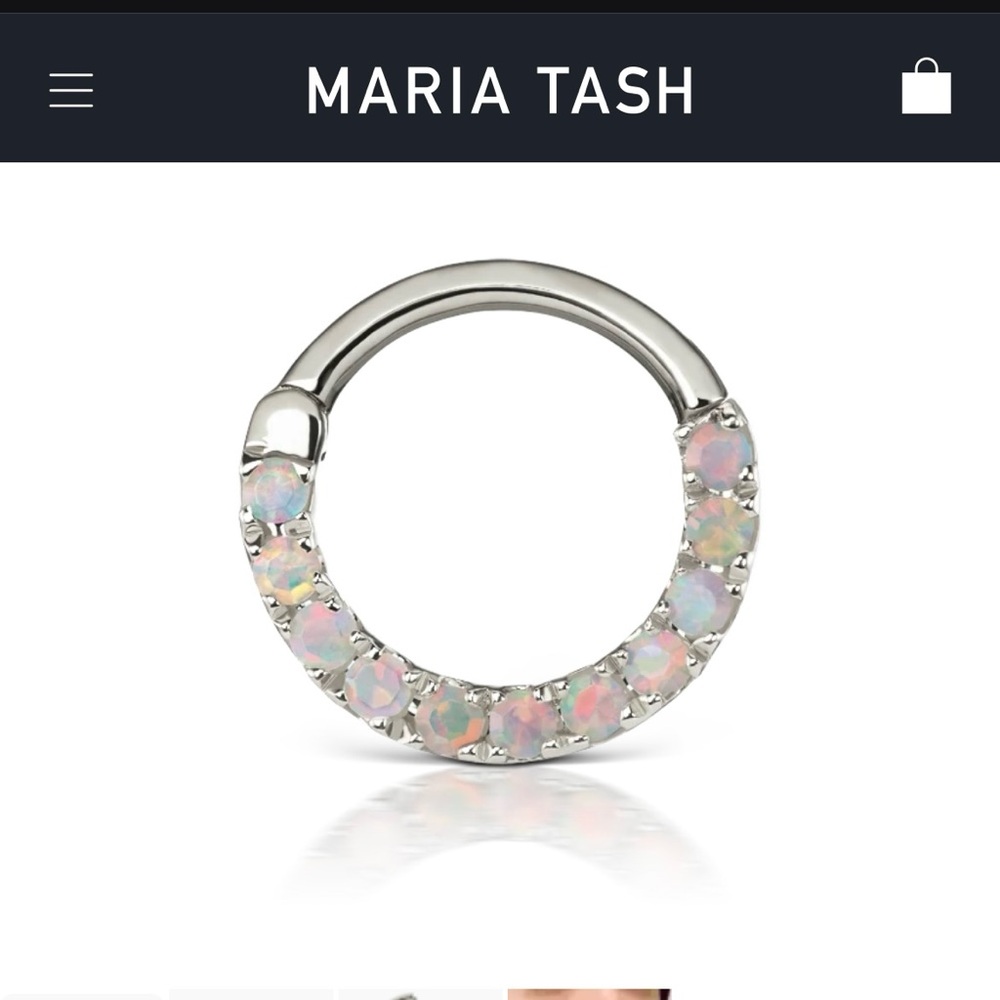 Maria Tash - White Gold Opal Horizontal Eternity Hoop Earring - Single - Picture 5 of 7